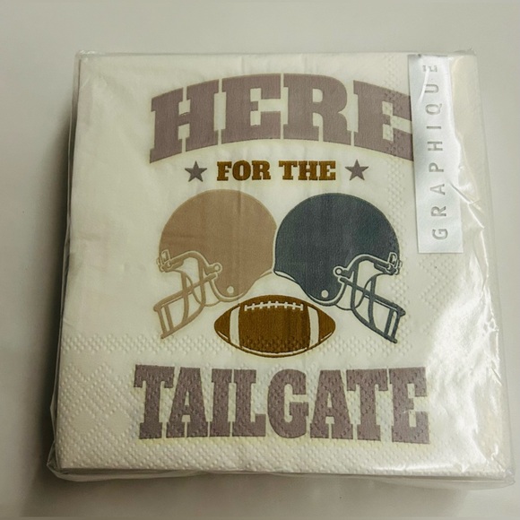 New 40 Football Paper Napkins "Here for the Tailgate" Helmuts Graphique - Picture 9 of 9